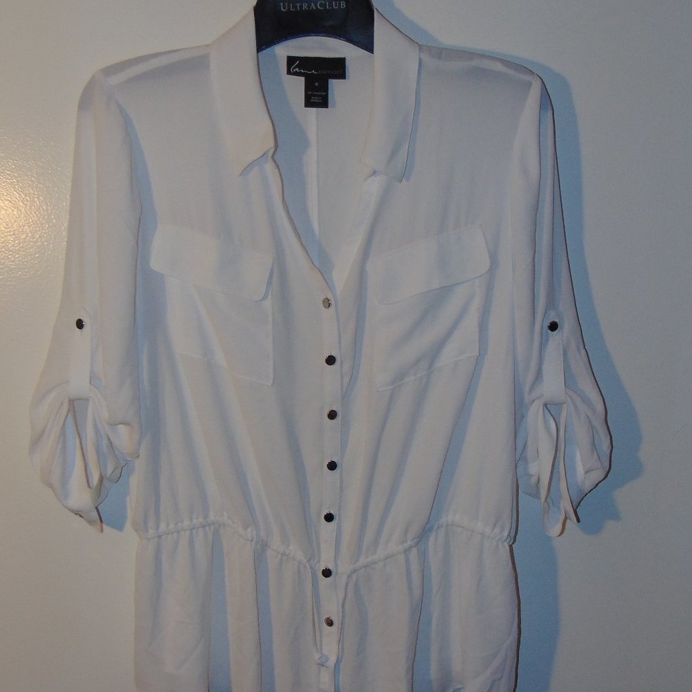 Lane Bryant Sexy Sheer White Dress Shirt Sz. 16